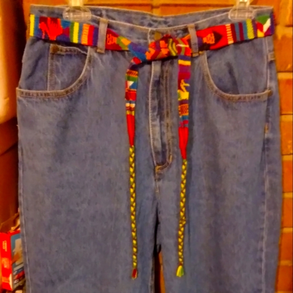VINTAGE "LIZ CLAIBORNE"MOM DENIM BAGGY JEANS..SZ.12..W/TWIST